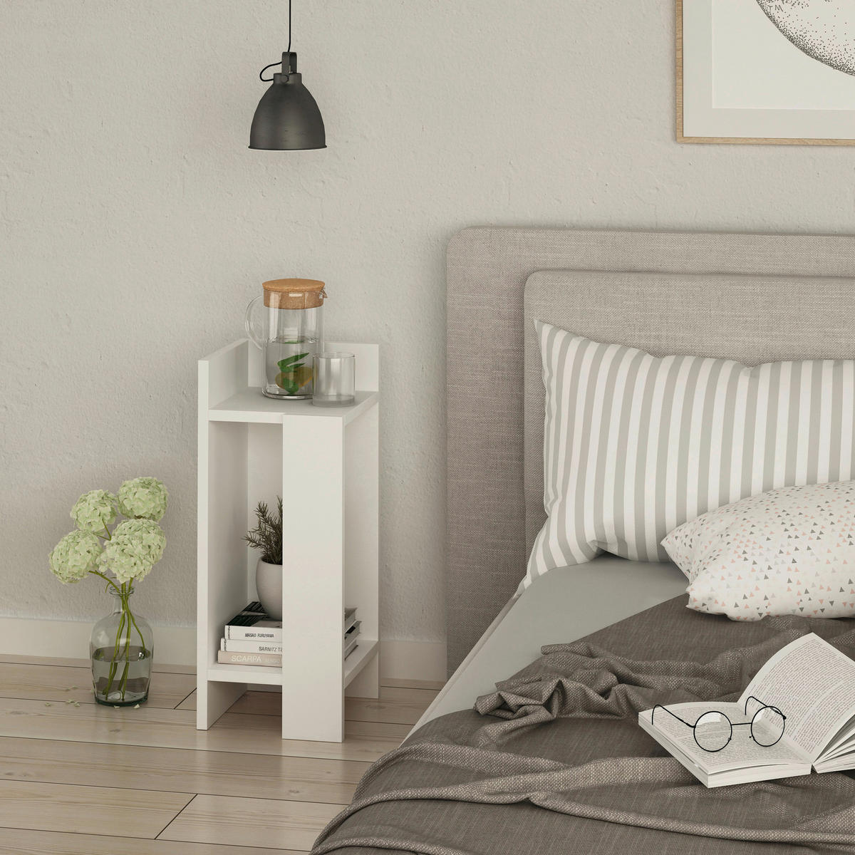 NOČNÁ SKRINKA, biela, 27/60/25 cm - biela, Design, kompozitné drevo (27/60/25cm) - Livetastic