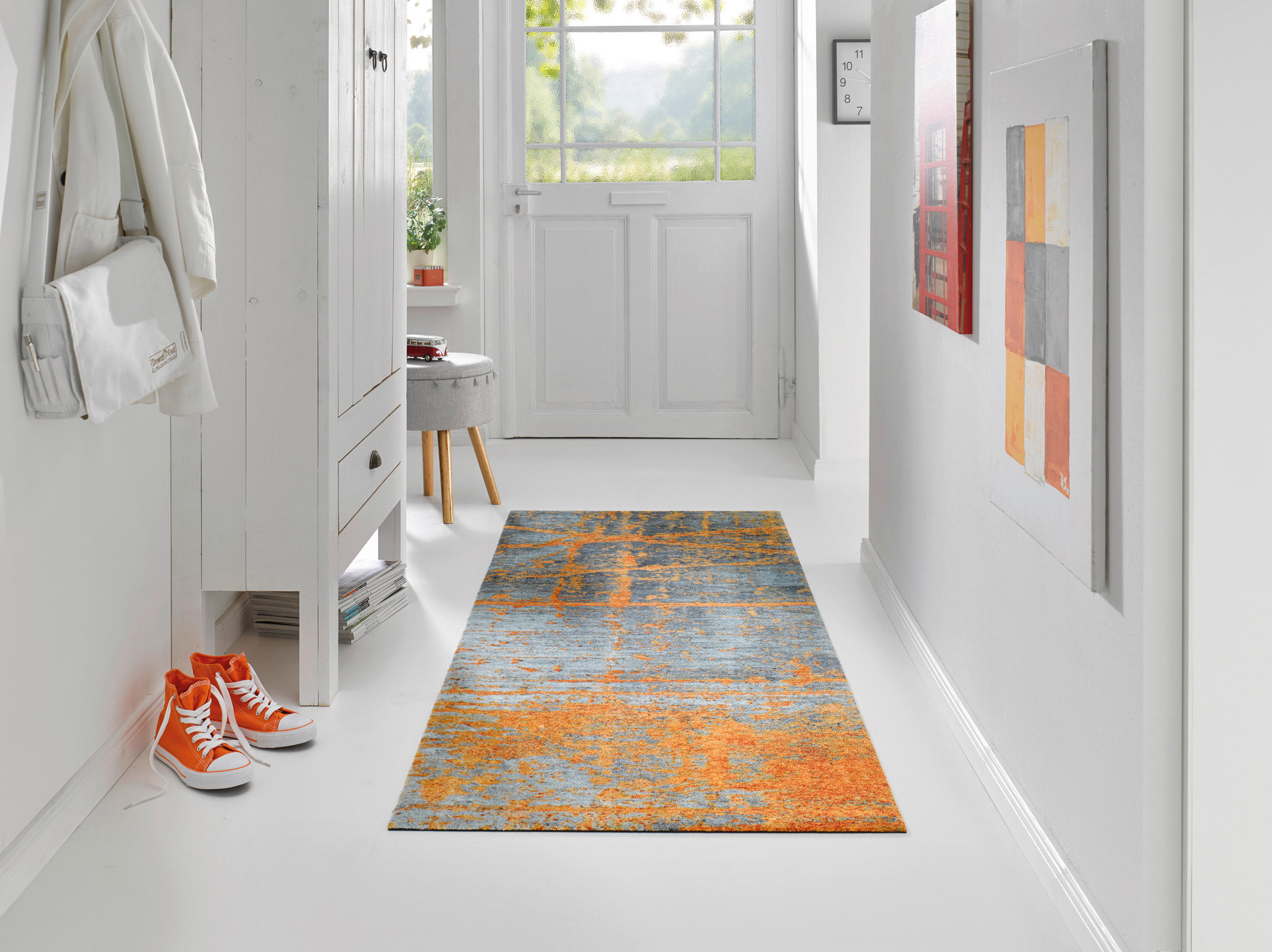 LÄUFER 80/200 cm Rustic - Orange/Grau, KONVENTIONELL, Kunststoff (80/200cm) - wash+dry