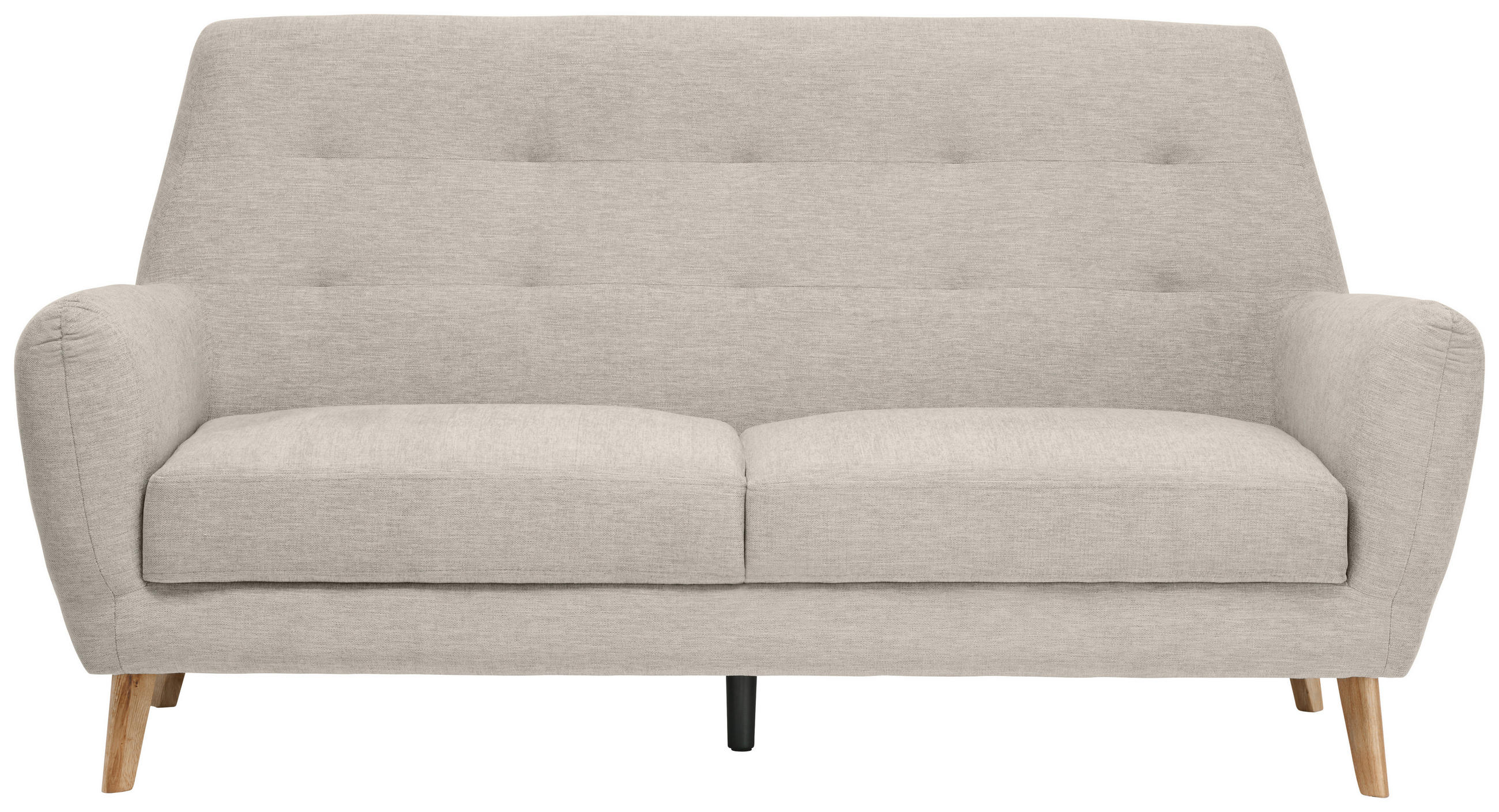 3-SITZER-SOFA Webstoff Beige  - Eichefarben/Beige, Design, Holz/Kunststoff (200/105/84cm) - Carryhome