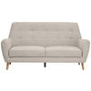 3-SITZER-SOFA Webstoff Beige  - Eichefarben/Beige, Design, Holz/Kunststoff (200/105/84cm) - Carryhome