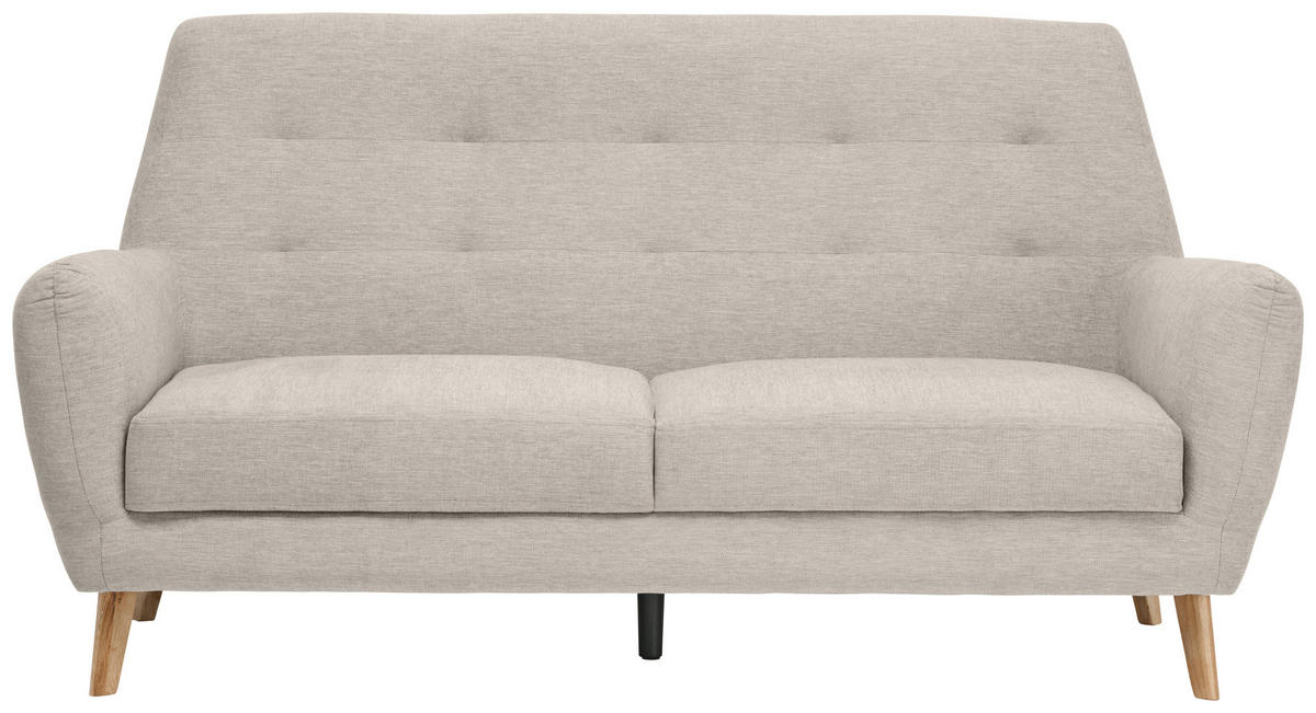 3-SITZER-SOFA in Webstoff Beige  - Eichefarben/Beige, Design, Holz/Kunststoff (200/105/84cm) - Carryhome