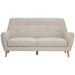 3-SITZER-SOFA Webstoff Beige  - Eichefarben/Beige, Design, Holz/Kunststoff (200/105/84cm) - Carryhome