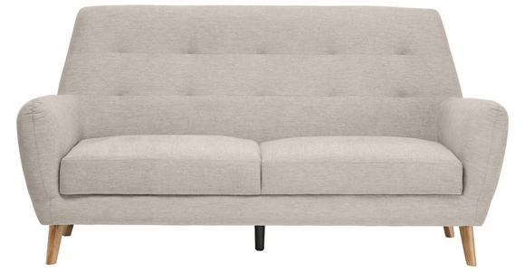 3-SITZER-SOFA Webstoff Beige  - Eichefarben/Beige, Design, Holz/Kunststoff (200/105/84cm) - Carryhome