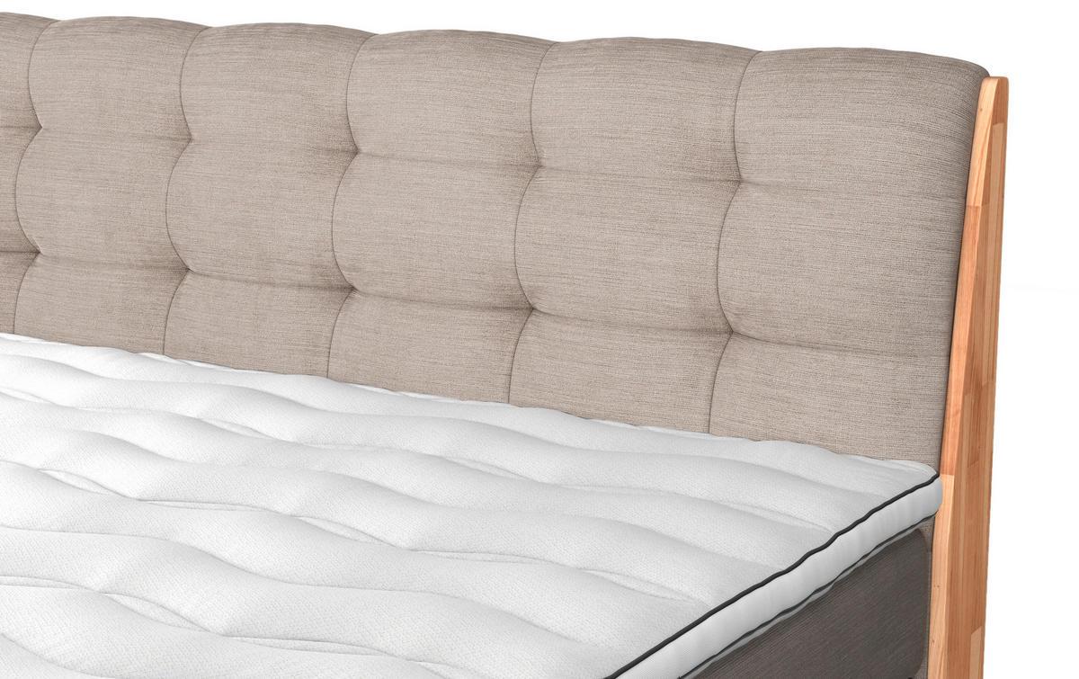 BOXSPRINGBETT 180/200 cm  in Creme  - Creme/Schwarz, Natur, Holz/Textil (180/200cm)