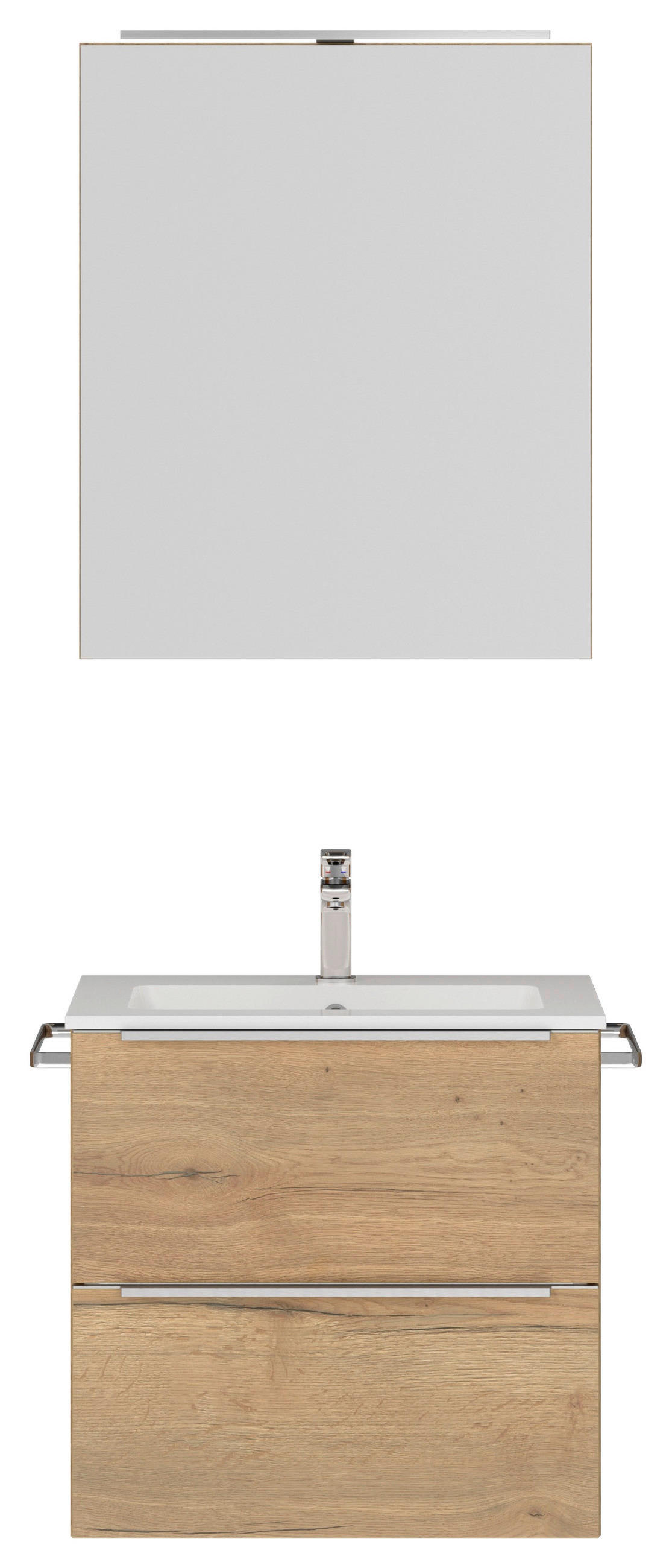 BADEZIMMER  in 61 cm  - Edelstahlfarben/Eichefarben, MODERN, Holzwerkstoff/Stein (61cm) - Nobilia