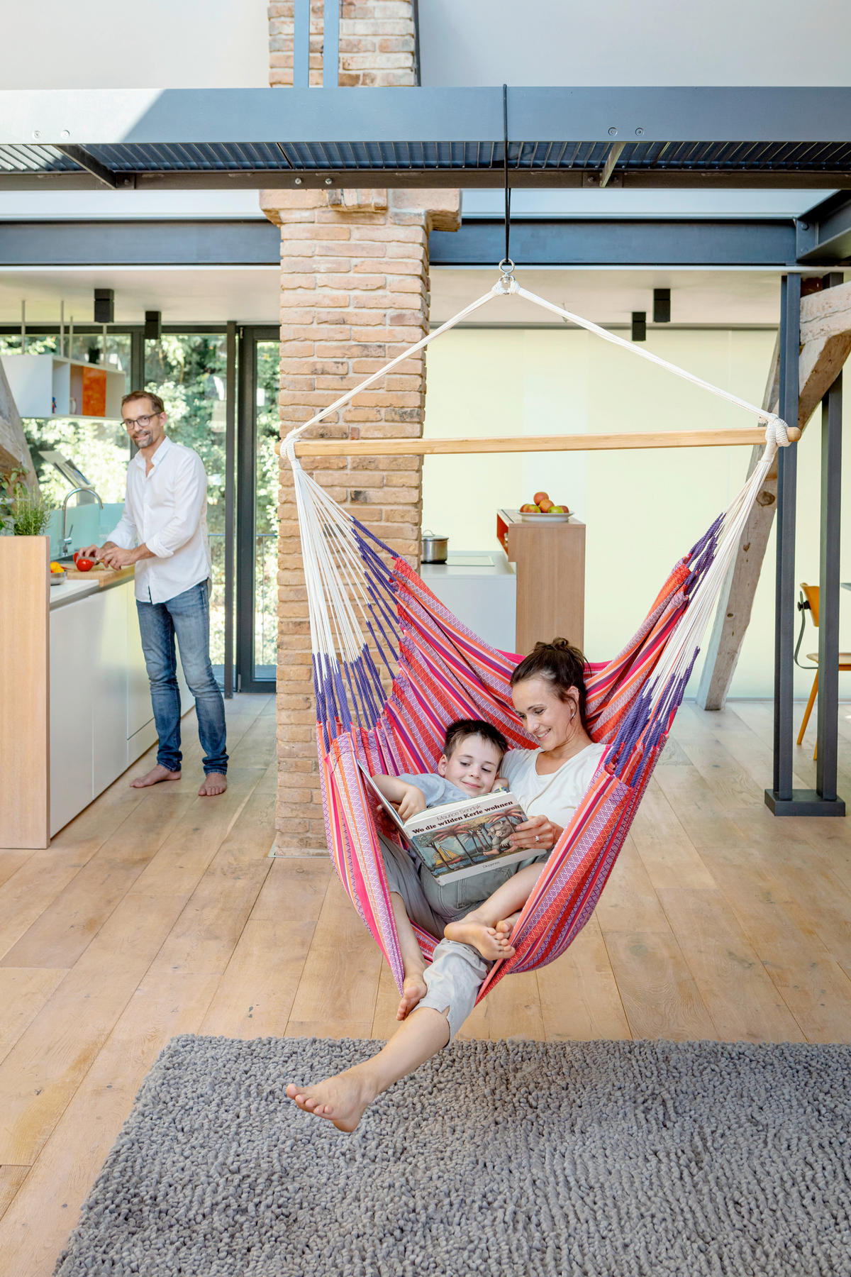 HÄNGESESSEL kingsize cotton 140/170/210 cm  - Pink/Lila, KONVENTIONELL, Holz/Textil (140/170/210cm) - La Siesta