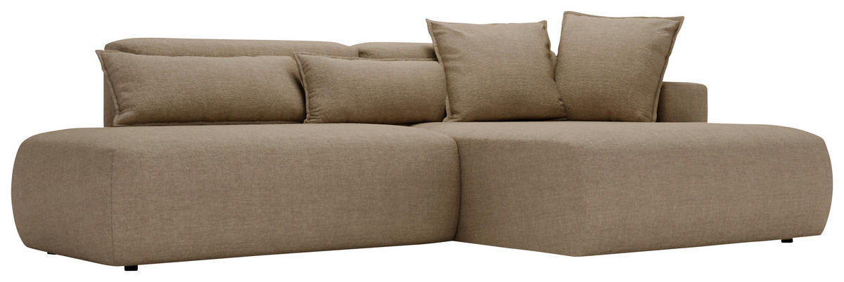 ECKSOFA Chenille Beige  - Beige/Schwarz, Design, Kunststoff/Textil (284/160cm) - Livetastic