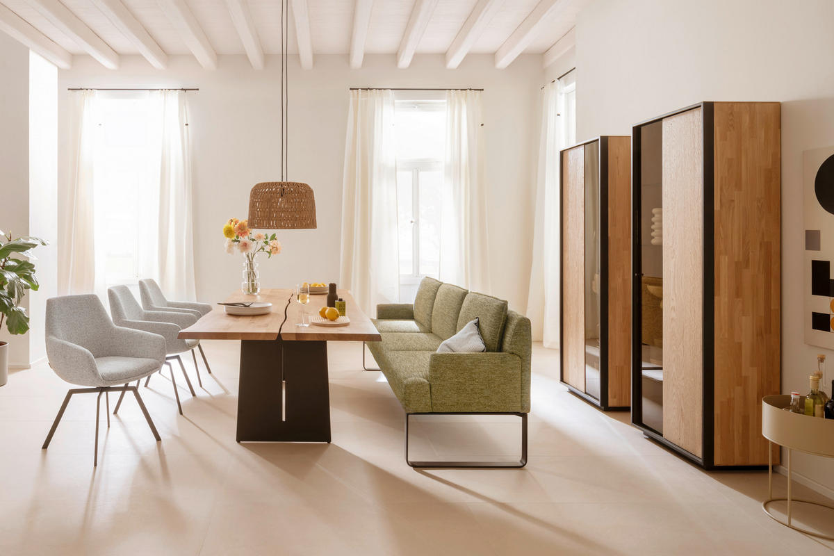 ESSTISCH in Holz, Metall 250/110/75 cm  - Eichefarben/Anthrazit, Design, Holz/Metall (250/110/75cm) - Schöner Wohnen