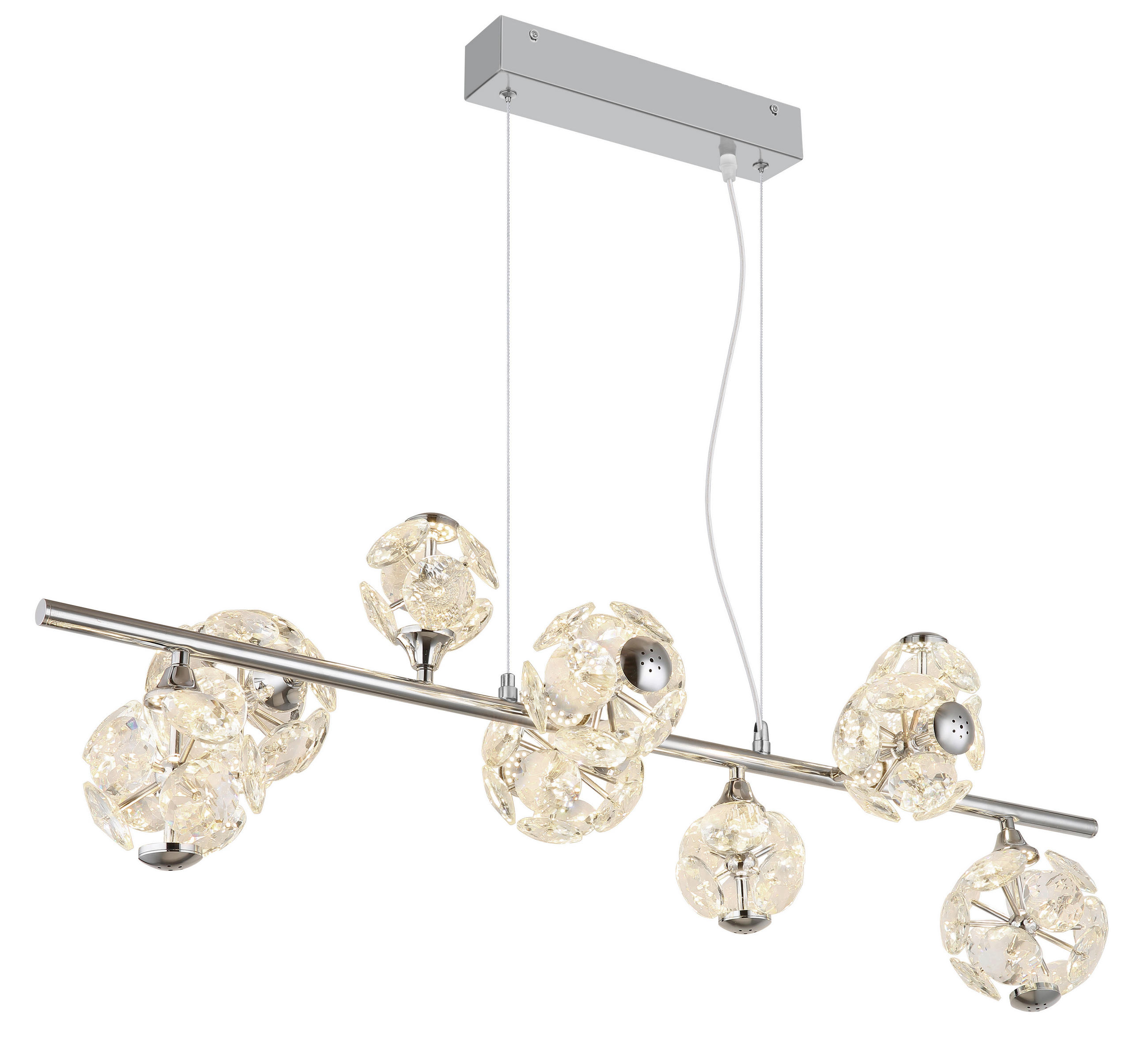 Thumbnail - Globo Led-Hängeleuchte Virina, Klar, Chrom, Metall, Glas, 40 mm, 36x120x86.6 cm, CE, beliebig kürzbar, Lampen & Leuchten...