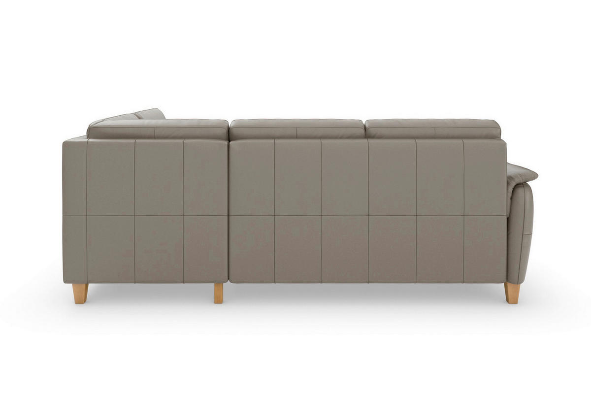 ROHOVÁ SEDAČKA, koža, sivá - sivá/farba duba, Basics, koža/drevo (236/212cm) - Sit & More