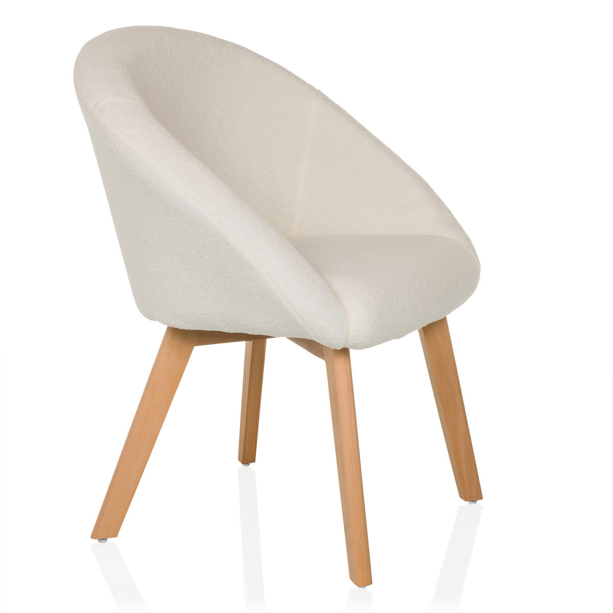 ARMLEHNSTUHL  in Bouclé  - Buchefarben/Weiß, MODERN, Holz/Textil (68/85/62cm) - MID.YOU