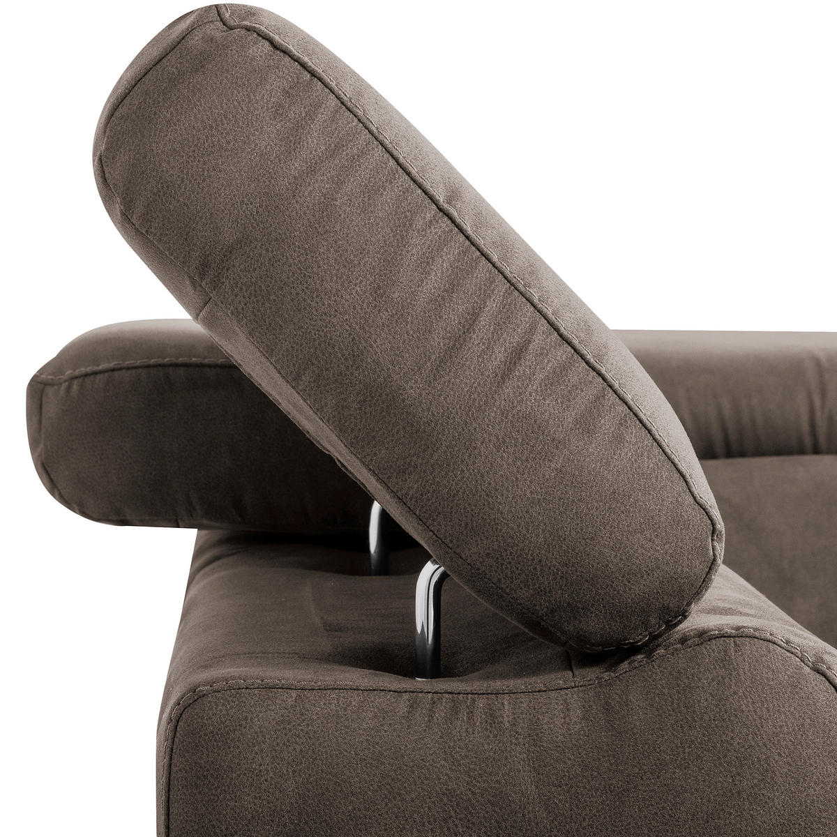 ECKSOFA SONO in Lederlook Braun Armteilverstellung, Kopfteilverstellung  210/265 cm  - Chromfarben/Braun, Design, Textil/Metall (210/265cm) - Livetastic