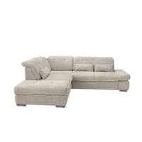 ECKSOFA in Chenille Beige  - Chromfarben/Beige, Design, Textil/Metall (254/280cm) - Livetastic