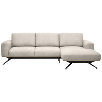 ECKSOFA in Struktur Creme  262/157 cm  - Creme/Schwarz, Design, Textil/Metall (262/157cm) - Novel
