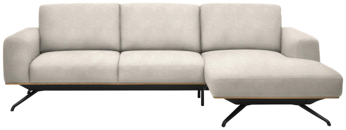 ECKSOFA in Struktur Creme  262/157 cm  - Creme/Schwarz, Design, Textil/Metall (262/157cm) - Novel