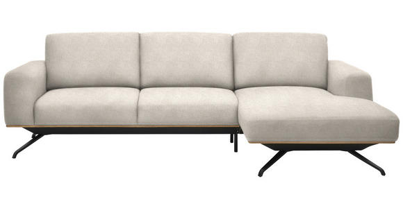 ECKSOFA in Struktur Creme  262/157 cm  - Creme/Schwarz, Design, Textil/Metall (262/157cm) - Novel