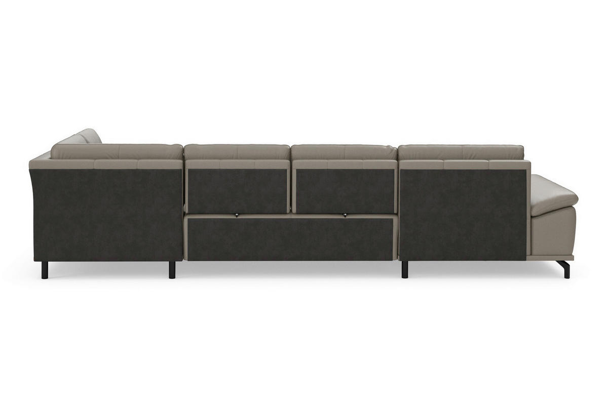 SEDACÍ SOUPRAVA, kůže, šedá - šedá/černá, Basics, kov/textil (176/363/223cm) - Sit & More