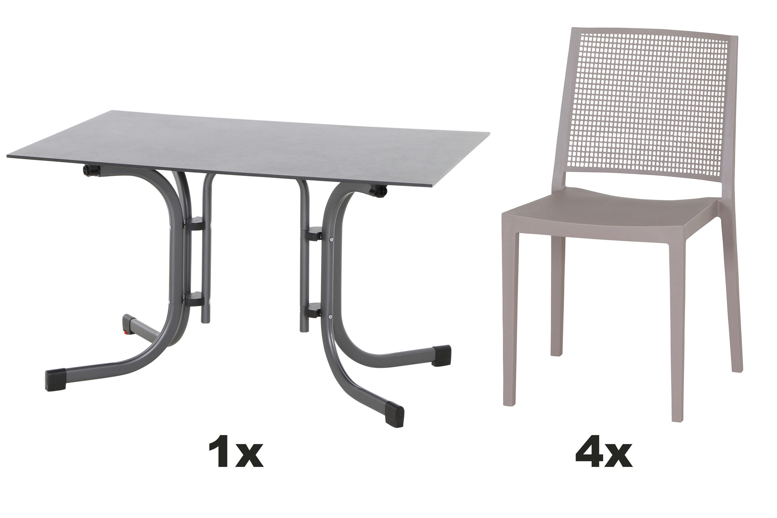 GARTENGARNITUR 5-teilig  - Taupe/Anthrazit, Basics, Holzwerkstoff/Kunststoff (80/80/120cm) - Siena Garden