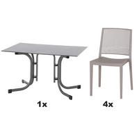GARTENGARNITUR 5-teilig Stahl  - Taupe/Anthrazit, Basics, Kunststoff/Metall (80/80/120cm) - Siena Garden