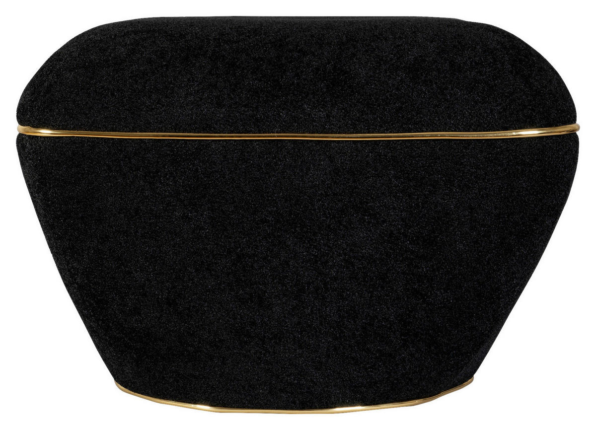 HOCKER Struktur Schwarz, Goldfarben  - Goldfarben/Schwarz, Design, Textil/Metall (60/42,5cm) - Kayoom