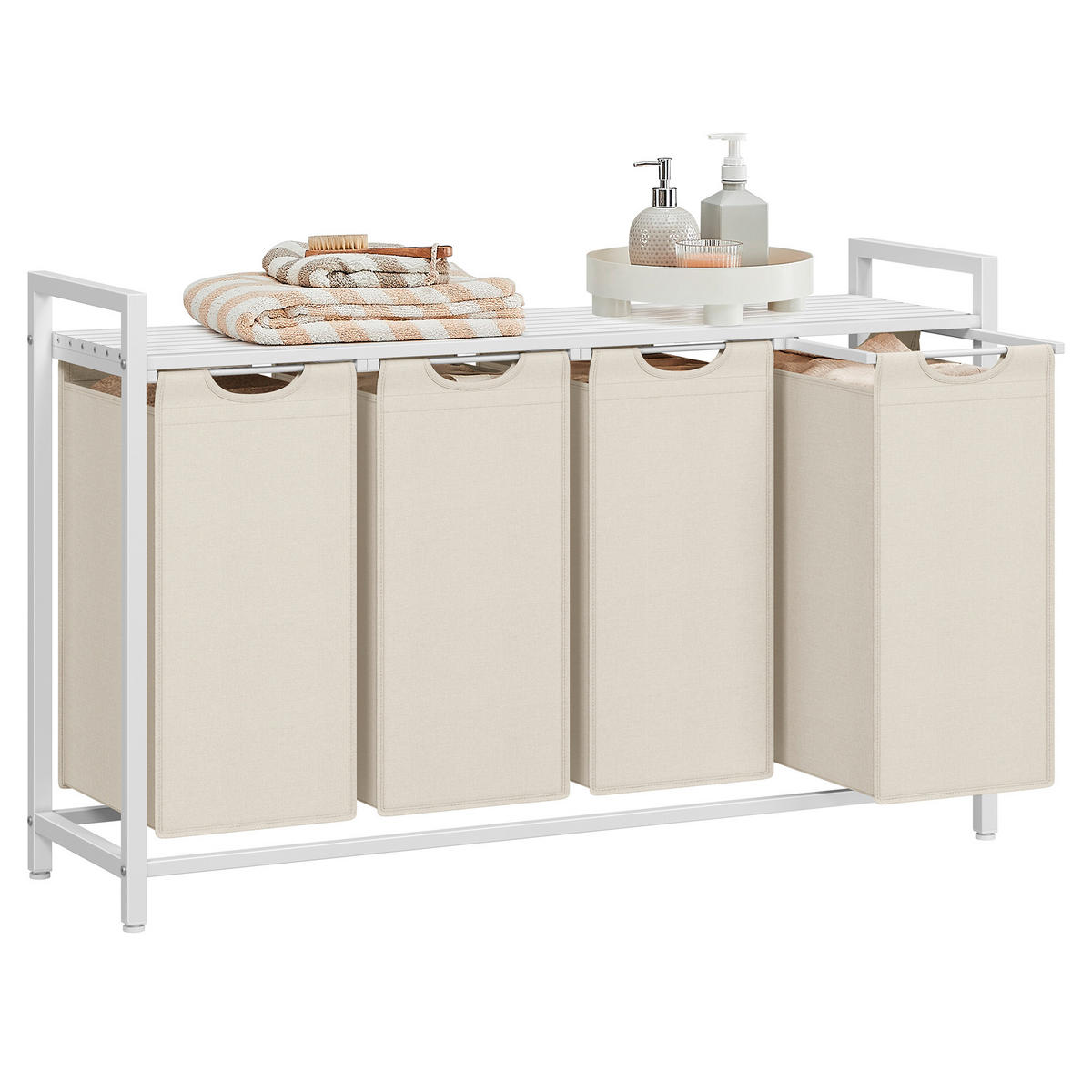 WÄSCHEKORB - Beige/Weiß, Trend, Holzwerkstoff/Textil (116/72/33cm) - MID.YOU
