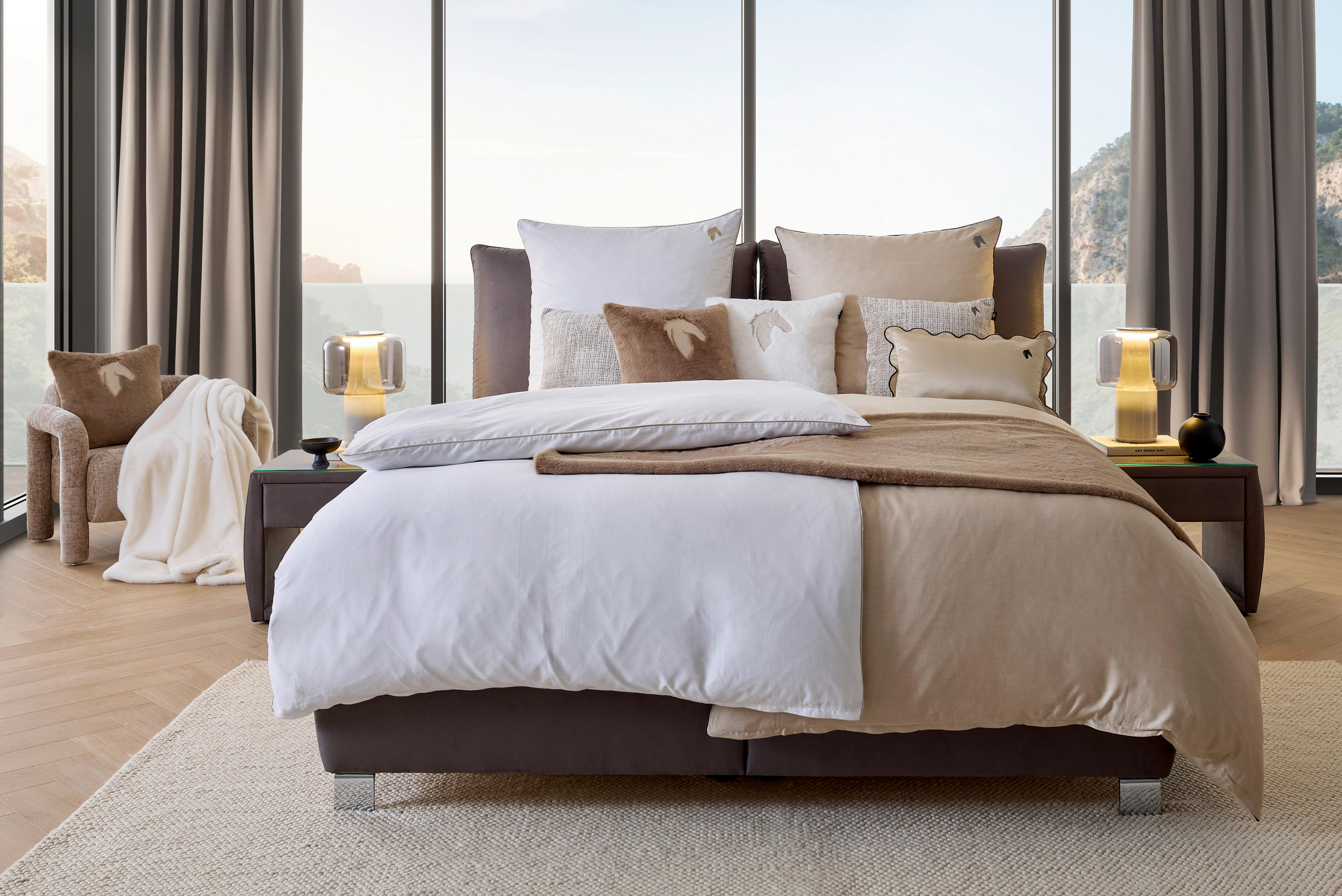 WENDEBETTWÄSCHE Marcel.Remus.Design - Palma beige Satin 155/220 cm  - Beige, Design, Textil (155/220cm) - Marcel Remus