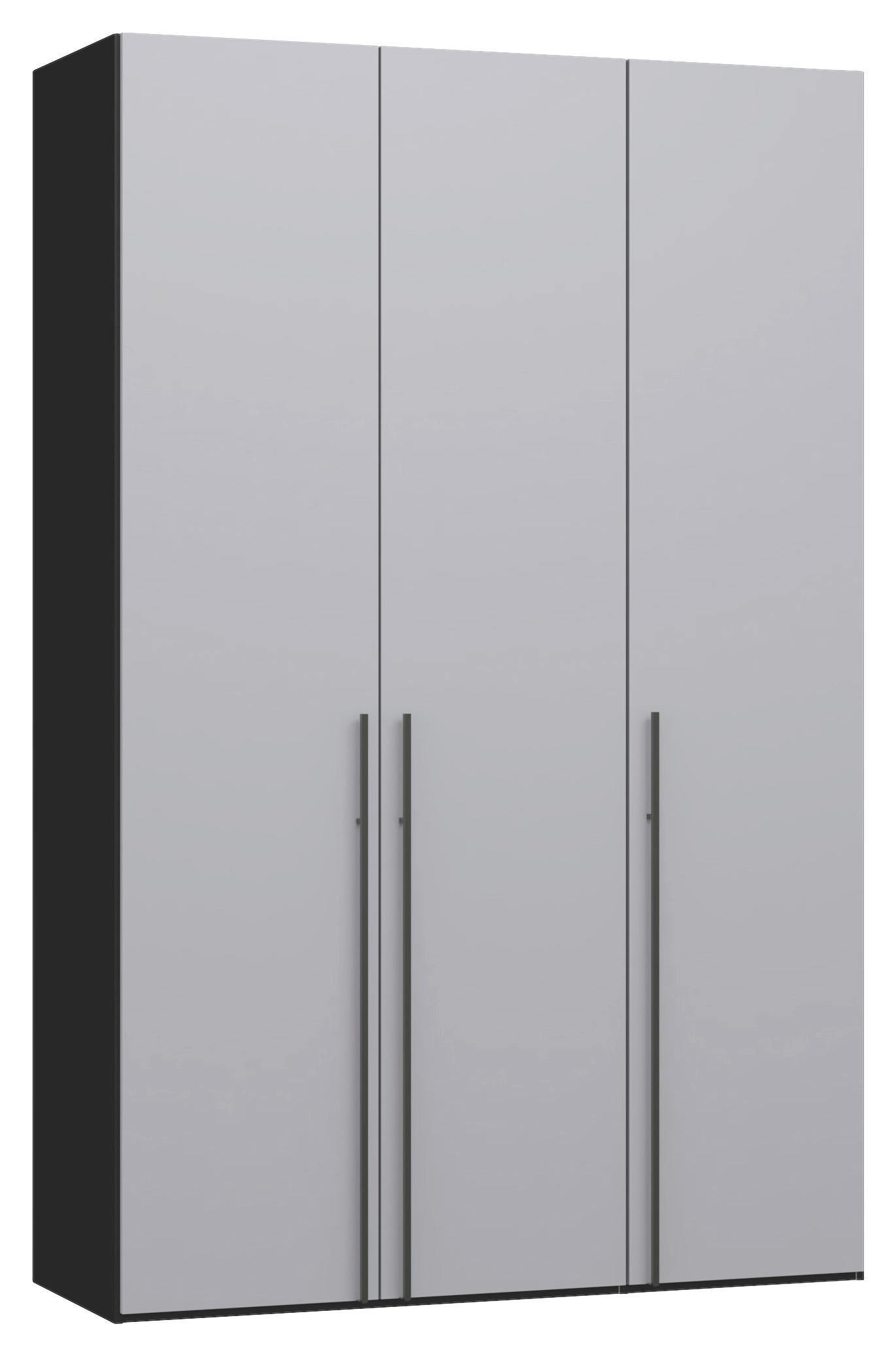 DREHTÜRENSCHRANK 152/236/59 cm,  in Schwarz, Hellgrau, 3-türig  - Titanfarben/Hellgrau, Design, Glas/Holzwerkstoff (152/236/59cm) - Jutzler