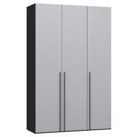 DREHTÜRENSCHRANK 152/236/59 cm,  in Schwarz, Hellgrau, 3-türig  - Titanfarben/Hellgrau, Design, Glas/Holzwerkstoff (152/236/59cm) - Jutzler