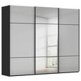 SCHWEBETÜRENSCHRANK 301/223/68 cm 3-türig Grau, Schwarz  - Alufarben/Schwarz, KONVENTIONELL, Glas/Holzwerkstoff (301/223/68cm) - Novel