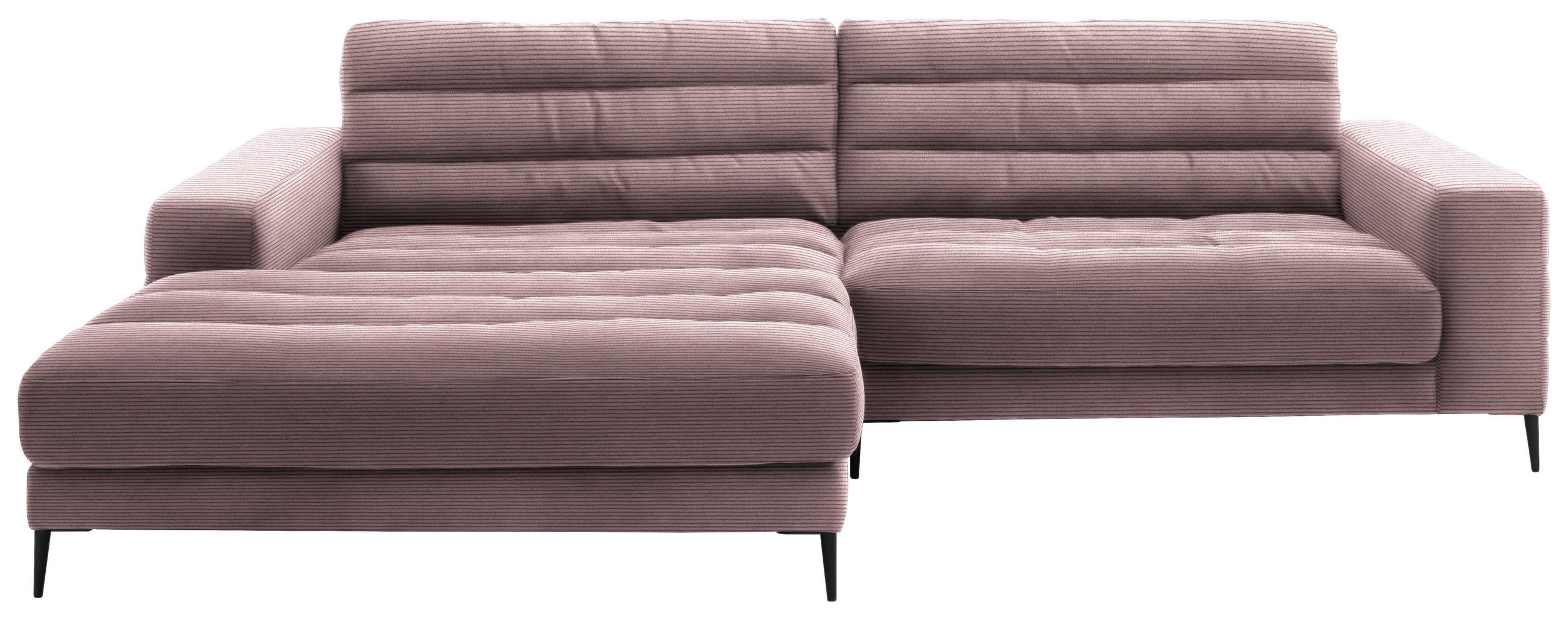 ECKSOFA in Cord Altrosa  207/296 cm  - Schwarz/Altrosa, Design, Textil/Metall (207/296cm) - Dieter Knoll