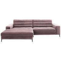 ECKSOFA in Cord Altrosa  - Schwarz/Altrosa, Design, Textil/Metall (207/296cm) - Dieter Knoll