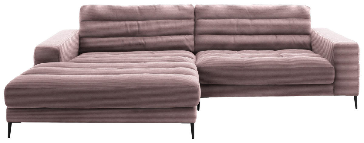 ECKSOFA in Cord Altrosa  - Schwarz/Altrosa, Design, Textil/Metall (207/296cm) - Dieter Knoll