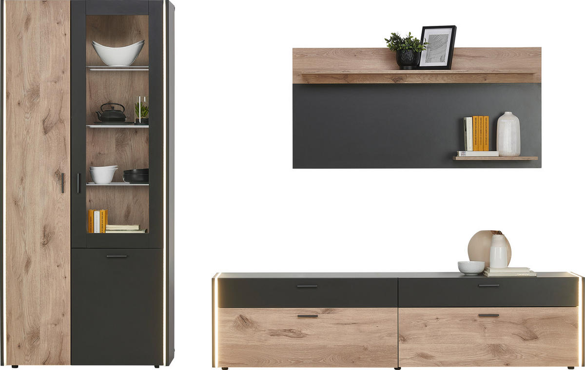 WANDBOARD  140/68/22 cm  - Eichefarben/Grau, Modern, Holzwerkstoff (140/68/22cm) - Hom`in