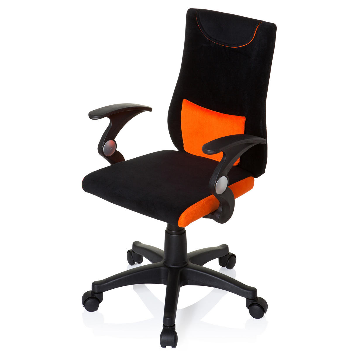 OTOČNÁ ŽIDLE PRO MLÁDEŽ, oranžová, černá - oranžová/černá, Basics, plast (50/87-97/40cm) - MID.YOU