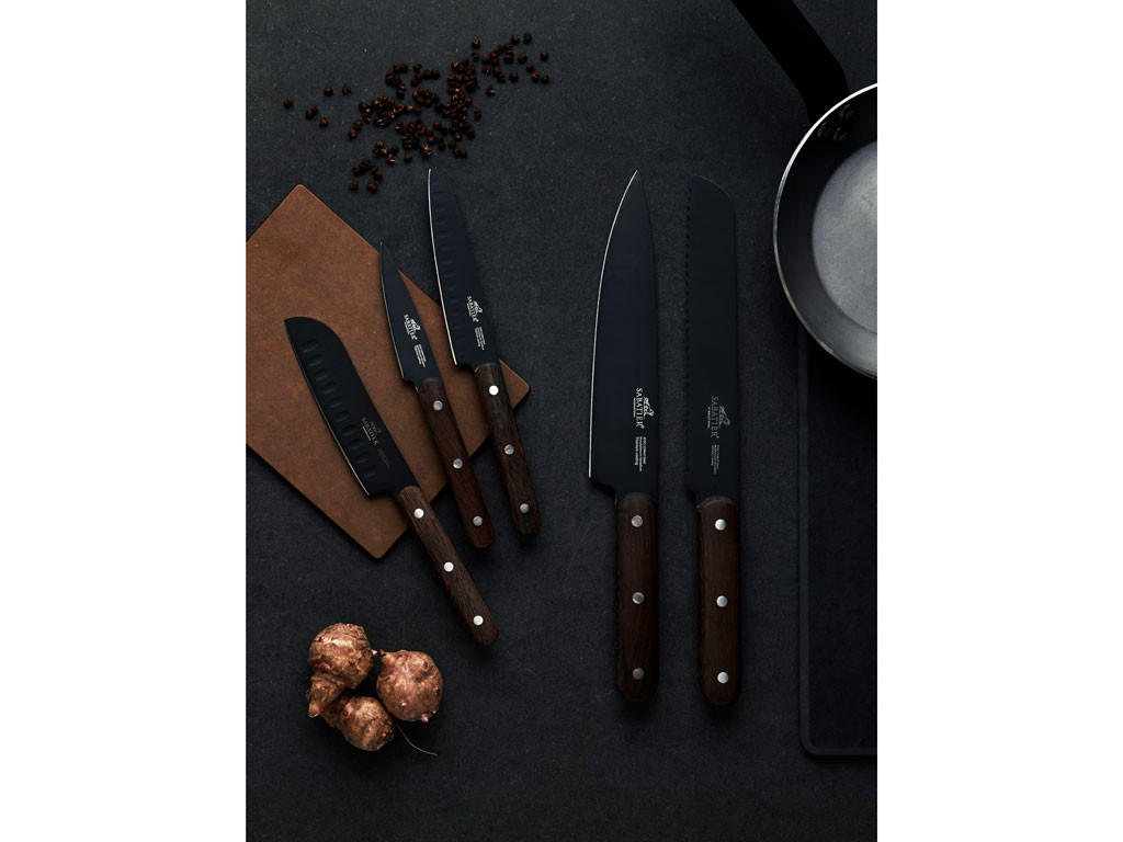 KNIVSET  - svart/mörkbrun, Design, metall/trä (26/2,8/38cm)
