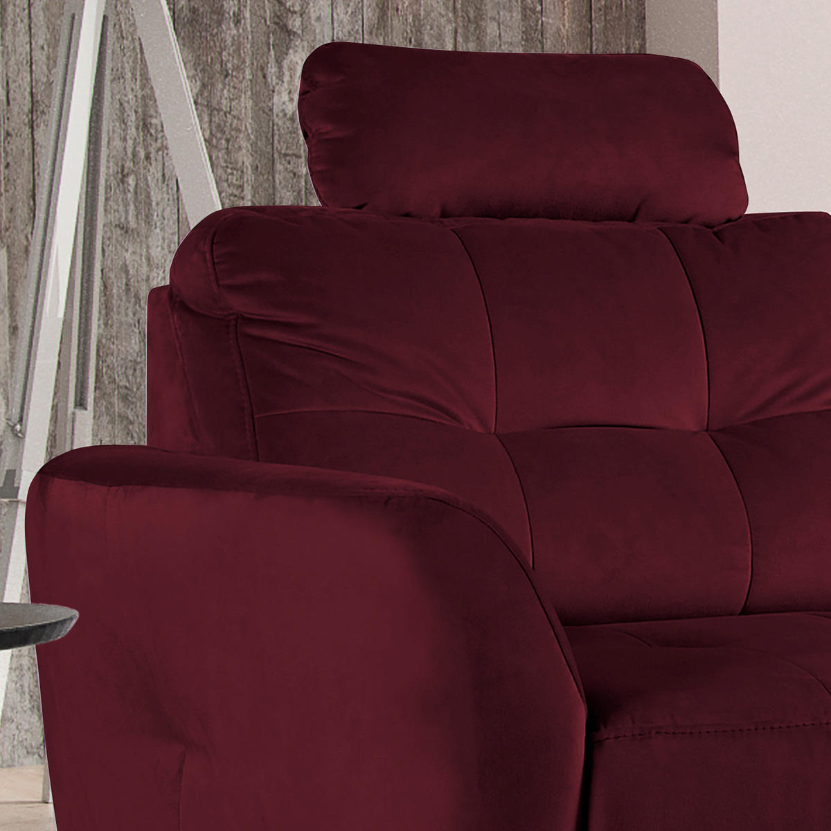 ECKSOFA Rot Samt  - Buchefarben/Rot, Design, Holz/Textil (238/168cm) - Livetastic