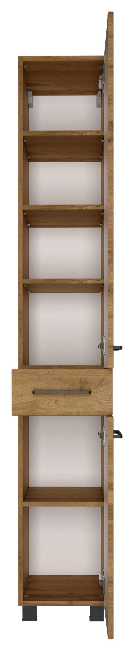 HOCHSCHRANK 30/180/35 cm  - Eichefarben/Schwarz, Modern, Holzwerkstoff/Metall (30/180/35cm) - Held