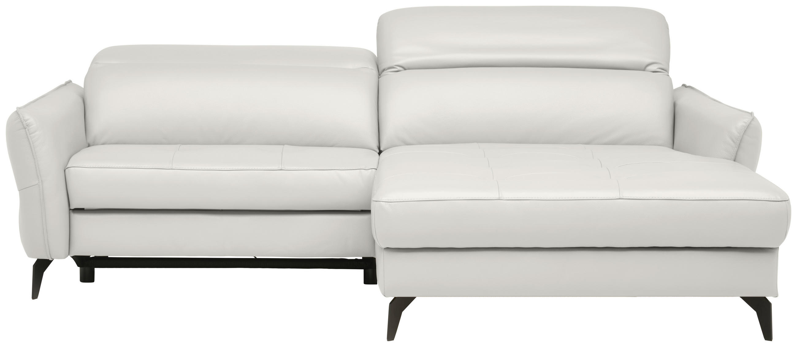 ECKSOFA Creme Echtleder  - Creme/Schwarz, Design, Leder/Metall (246/175cm) - Livetastic