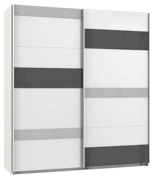 SCHWEBETÜRENSCHRANK in Grau, Weiss, Hellgrau - Weiss/Hellgrau, Modern, Glas/Holzwerkstoff (180/210/65cm) - MID.YOU