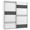 SCHWEBETÜRENSCHRANK in Grau, Weiss, Hellgrau  - Weiss/Hellgrau, Modern, Glas/Holzwerkstoff (180/210/65cm) - MID.YOU