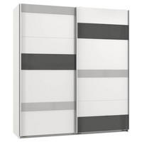 SCHWEBETÜRENSCHRANK in Grau, Weiss, Hellgrau  - Weiss/Hellgrau, Modern, Glas/Holzwerkstoff (180/210/65cm) - MID.YOU