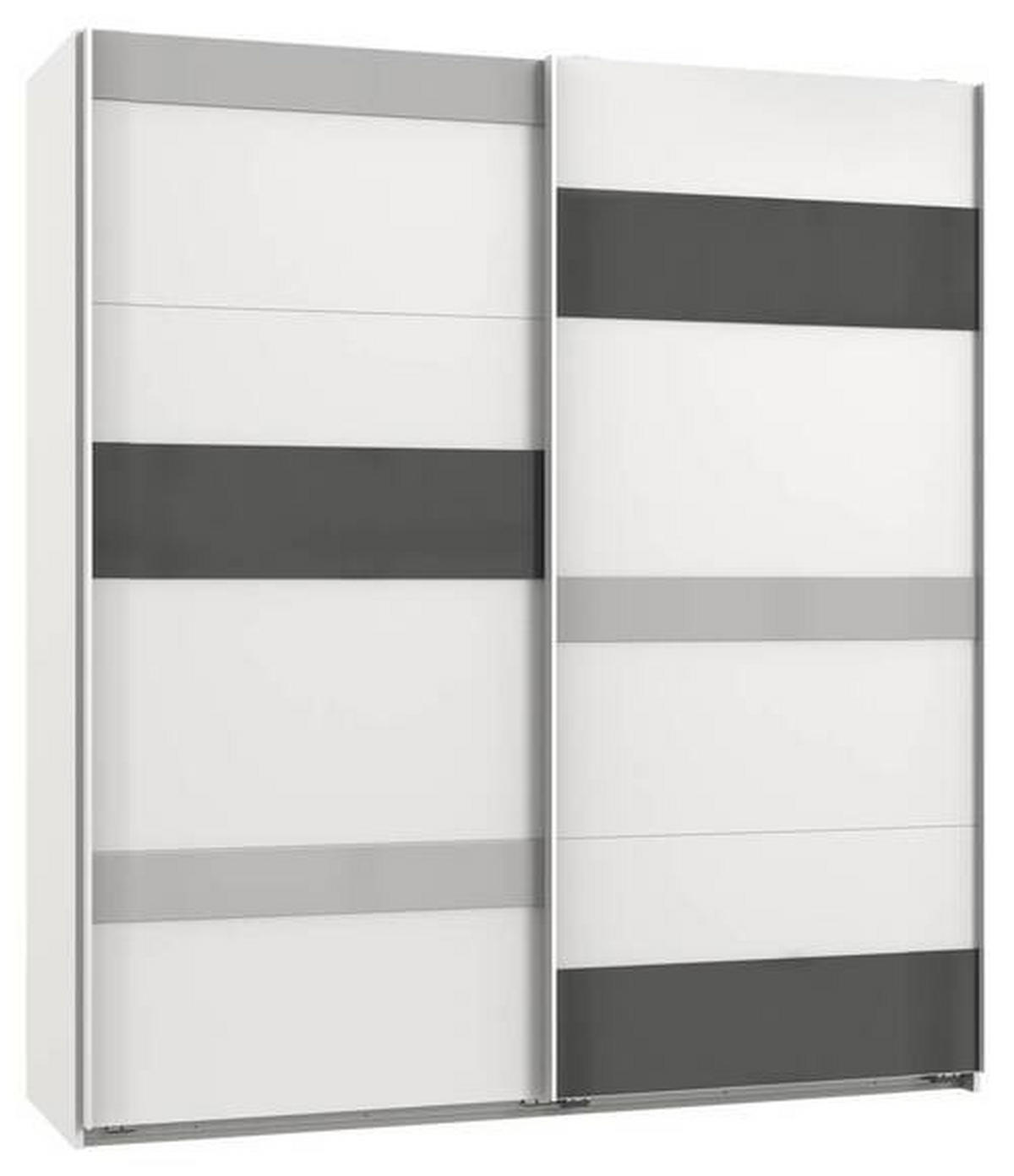 SCHWEBETÜRENSCHRANK in Grau, Weiss, Hellgrau  - Weiss/Hellgrau, Modern, Glas/Holzwerkstoff (180/210/65cm) - MID.YOU