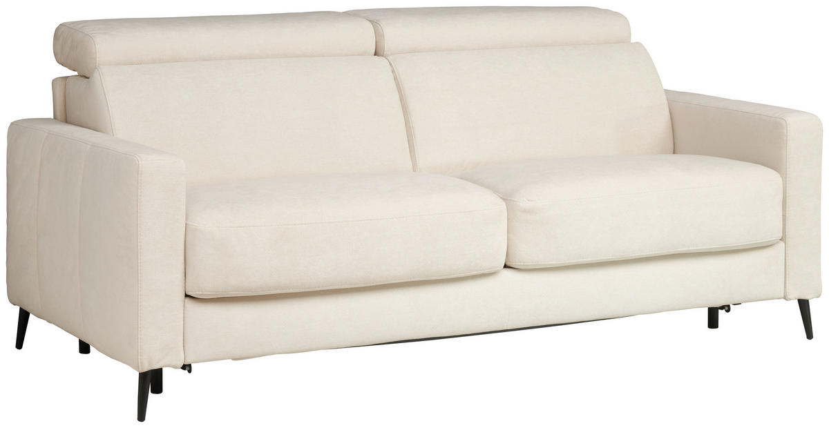 SCHLAFSOFA MIT TEMPUR MATRATZE Velours Beige  - Beige/Schwarz, Design, Textil/Metall (200/85-99/104cm) - Novel