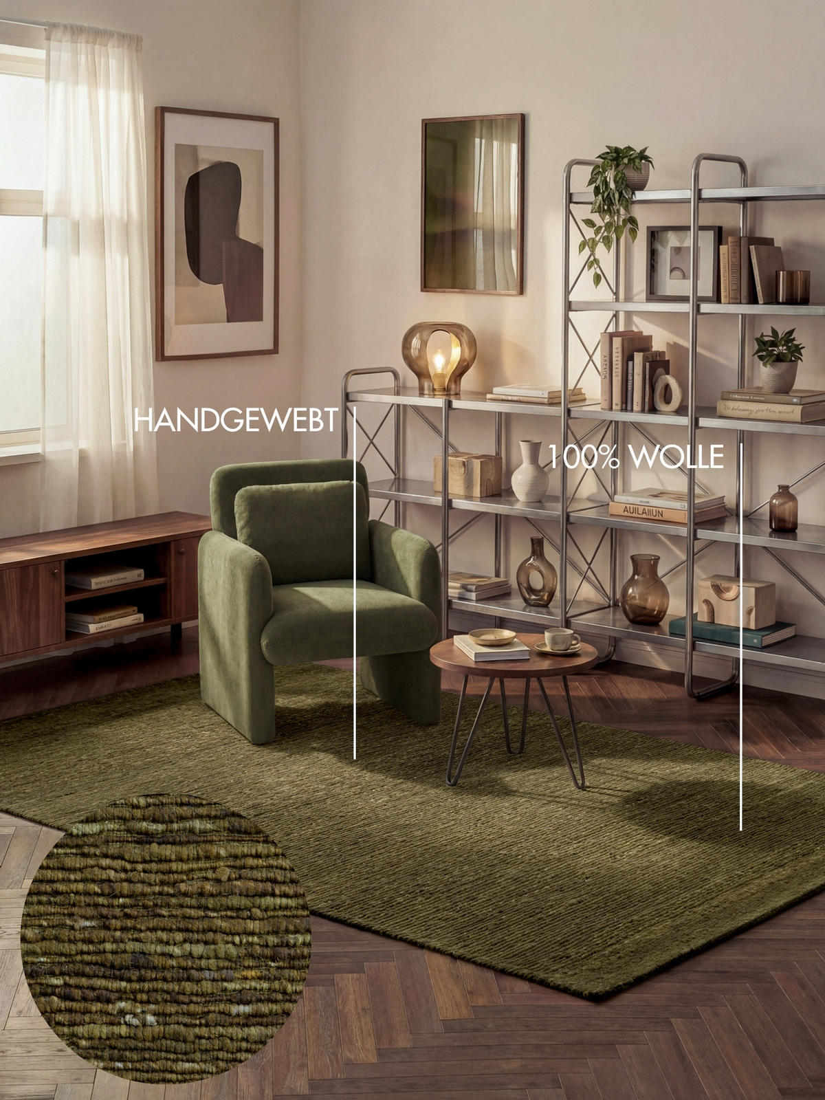 WOLLTEPPICH 200/290 cm Bexley Woolwich Olivgrün  - Olivgrün, Basics, Textil (200/290cm) - Ted Baker