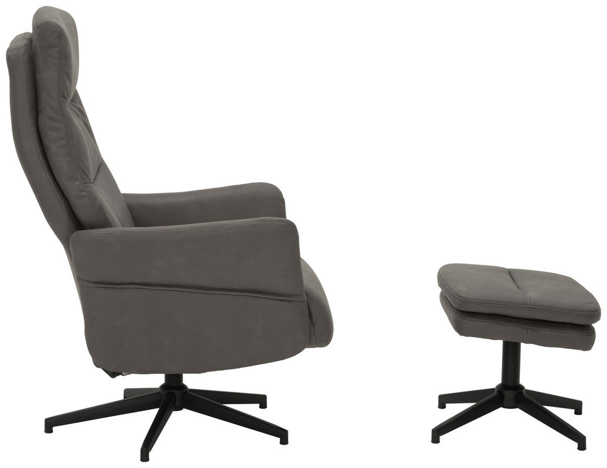 RELAXSESSELSET Mikrofaser    - Schwarz/Grau, Design, Textil/Metall (75/113/98cm) - Livetastic