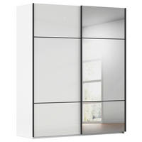 SCHWEBETÜRENSCHRANK Weiss  - Weiss/Schwarz, Konventionell, Glas/Holzwerkstoff (201/223/68cm) - Novel