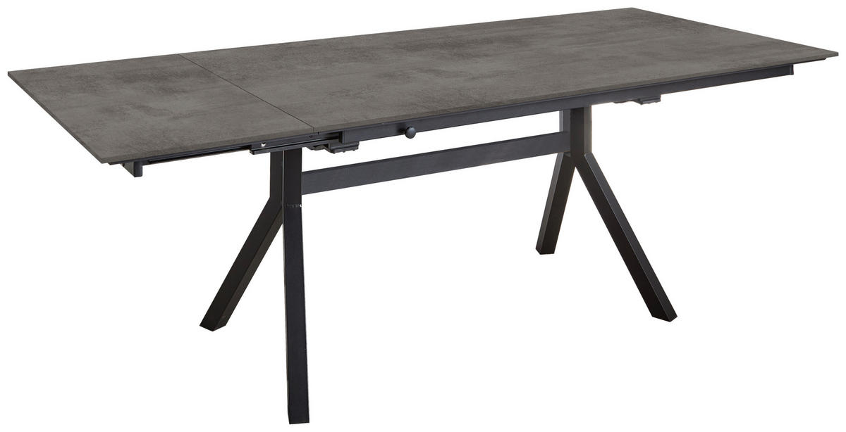 ESSTISCH Schwarz, Schieferfarben rechteckig  ausziehbar, in verschiedenen Größen erhältlich, in verschiedenen Holzdekoren erhältlich  - Schieferfarben/Schwarz, Basics, Holzwerkstoff/Metall (180-280/95/76cm) - Celina Home