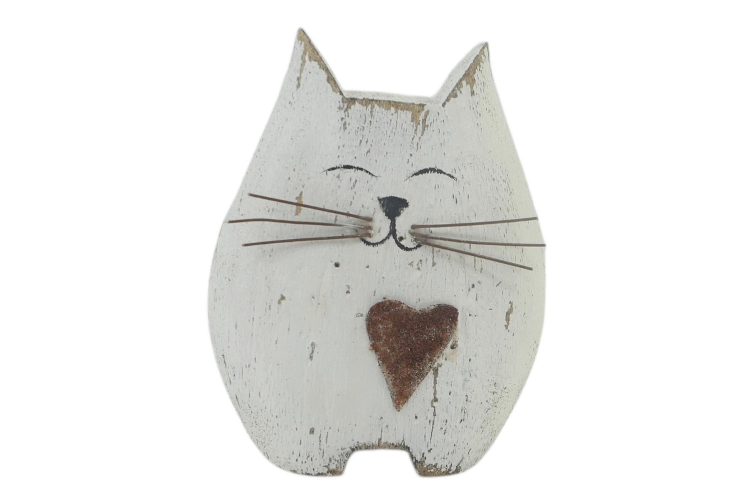 DEKOKATZE - Grauweiß, Basics, Holz (8,5/10,5/5cm)