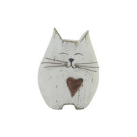 DEKOKATZE - Grauweiß, Basics, Holz (8,5/10,5/5cm)