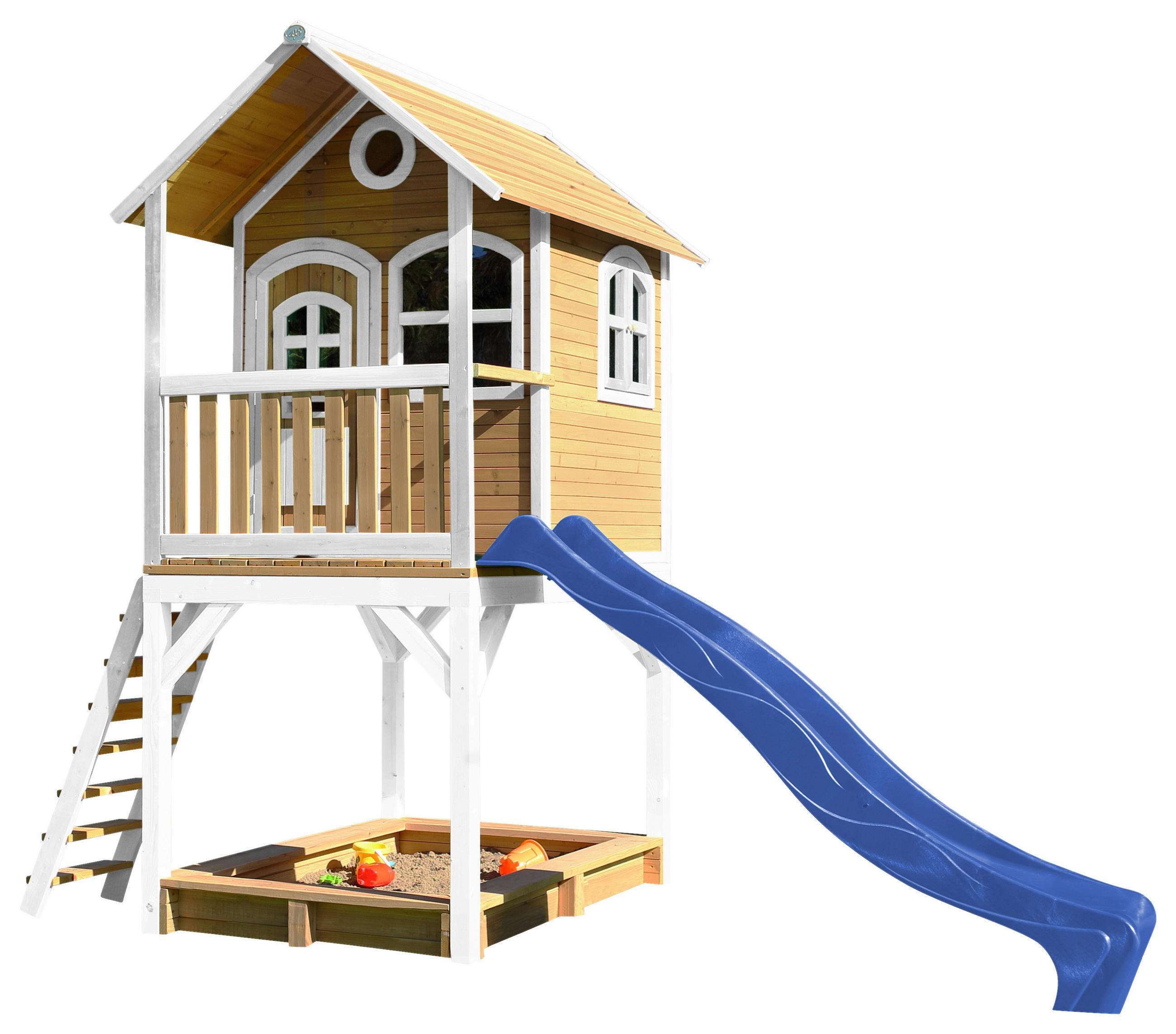 XXXLutz Spielturm Spielturm Sarah Blau, Braun, Weiß 370x291x191 cm